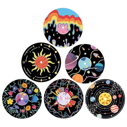 SUPVOX Calcomanías de Pared Discos 6 Unidades Autoadhesivas para Decoración de Habitaciones Infantiles y Espacios de Música en Vinilo