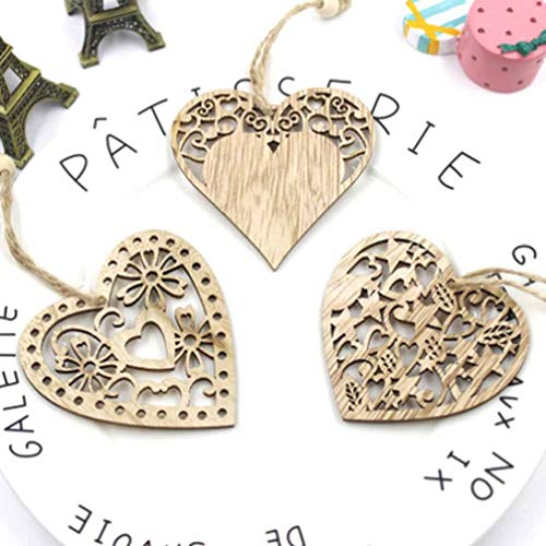 CLISPEED 6Pcs Fatias De Madeira Rústica De Madeira Inacabada Entalhes Do Coração Do Dia Dos Namorado
