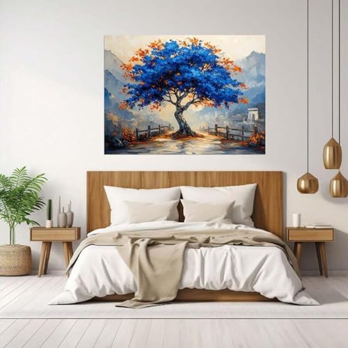 Arbre de vie grande toile murale peinture paysage nature image texturée cadre - 2