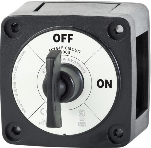 Image of Blue Sea Systems On /Off Battery Isolator Switch With Locking Key, Black, 6005200 m‑Series