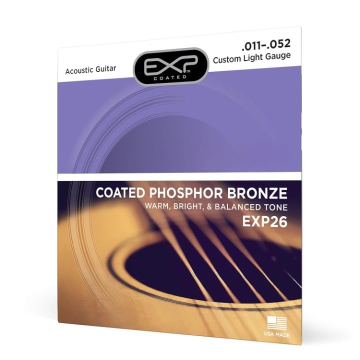 EXP26 Coated Phosphor Bronze Acoustic Guitar Strings 11-52 Gauge | Custom Light Acoustic String Set | Pack of 1-picture-29