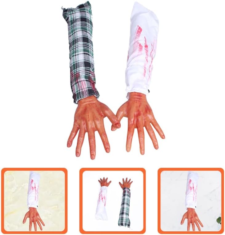 Miniatura 3 de ABOOFAN 2 piezas de accesorios de truco, prótesis de mano falsa para Halloween, brazo roto de mano falsa para Halloween, manos falsas para
