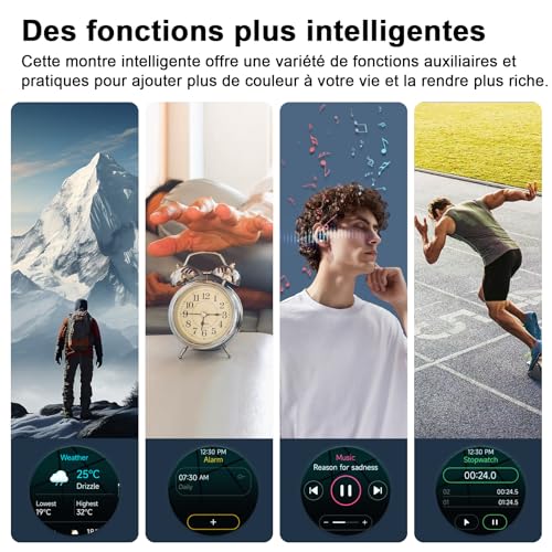Blackview Montre de Fitness 1,39 Pouces pour Hommes et Femmes avec Saturation en oxygène du Sang et Surveillance du Sommeil, 100 Modes Sportifs, étanchéité IP68 (Disponible pour iOS et Android).
