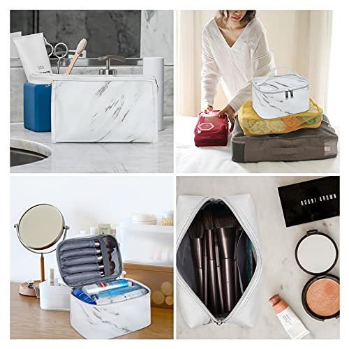 WANDF 3 Pieces Makeup Bag Toiletry Bag Portable Cosmetic Pouch Travel Organizer Water-resistant for Women (L - White… - Image 7