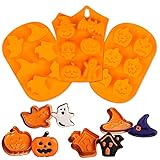 3 PCS Silicone Halloween Ghost Pumpkin Baking Mold Halloween Candy Making Molds Nonstick Cake Pan...