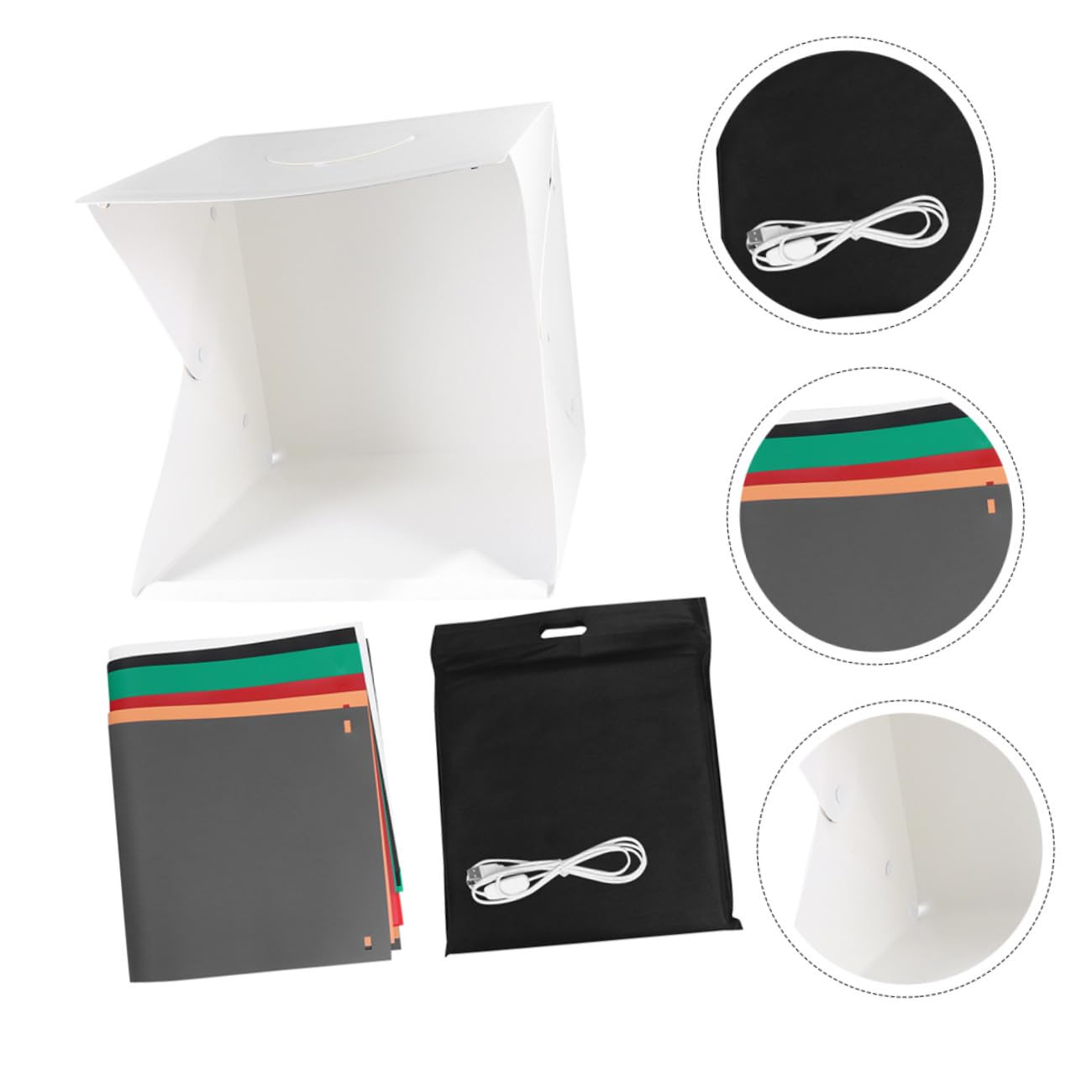 Mini Boîte Photo Portable 40cm LED Réglable, Tente D'éclairage Cube en PVC et Polyester, Fond de Photo Blanc Anti-Reflets pour Petits Produits