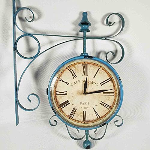CKKNILV Outdoor Double Sided Clock Waterproof Garden Double Sided Wall Clocks for Patio Garage Outdoor Area Antique Look Train Station Clock Two Sided Clock