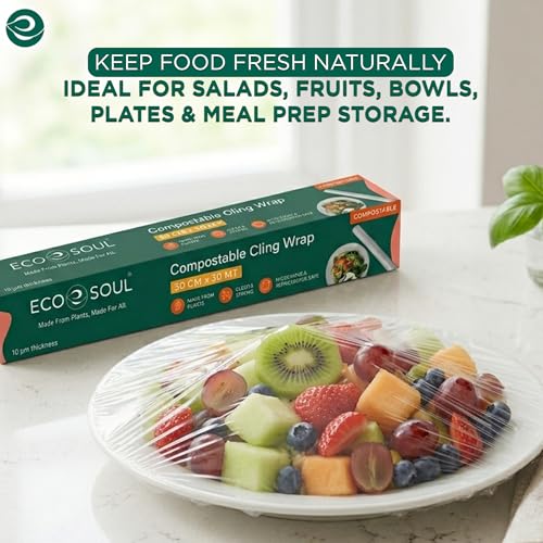 Image of ECO SOUL Cling Wrap, 30cm x 30m Biodegradable Food Wrap Roll