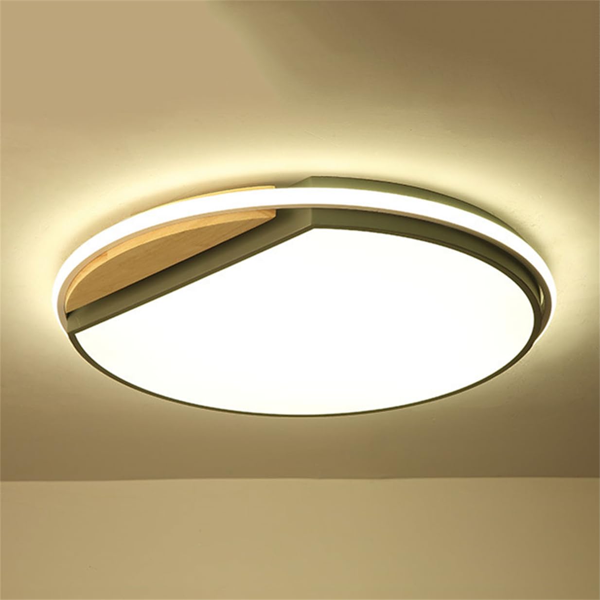 JXYDJH Elegant Green Round Ceiling Lamp Nordic Flush Mount Ceiling Light Fixture Modern Farmhouse Metal Lamp Shade Black Industrial Hanging Dome Light Fixtures for Living Room Dining Room - 36W
