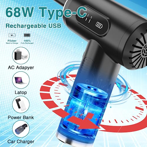 Staubgebläse Druckluftspray, 2 in 1 Elektrische Tastatur Reinigung Luftspray und Staubsauger 50000 U/min, USB wiederaufladbare Druckluft Reiniger für PC Sofa Auto Büro Laptop