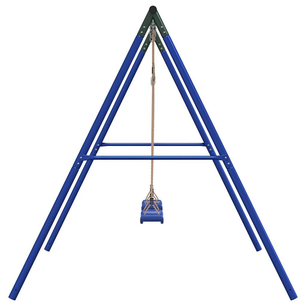 Schaukel-Set mit 2 Schaukelsitzen aus lackiertem Stahl, 206x185x185 cm, belastbar bis 100 kg, für Garten, Kinderspielplatz, Outdoor Freizeit, fördert Motorik und Bewegung