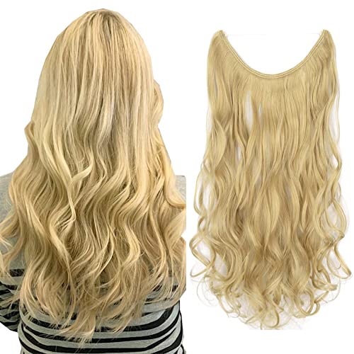Cabello sintético iLUU 18" 80g # 25/613 Rubio claro con blanqueamiento Postizos ondulados rizados largos Extensiones de cabello invisibles con alambre oculto Cover