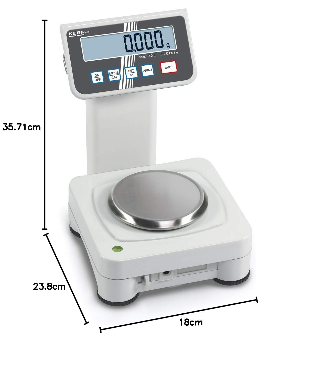 KERN wlpi10 K0.1 PCD Serie Präzisions-Waage, 10000 g Bereich, 0.1 g, 160 mm x 160 mm Plattform