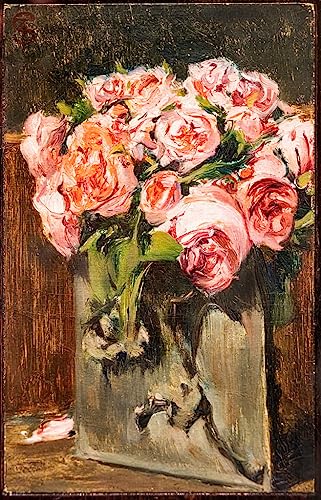 Toile Vase avec Roses Signorini 60x90cm Portrait d'Art Premium