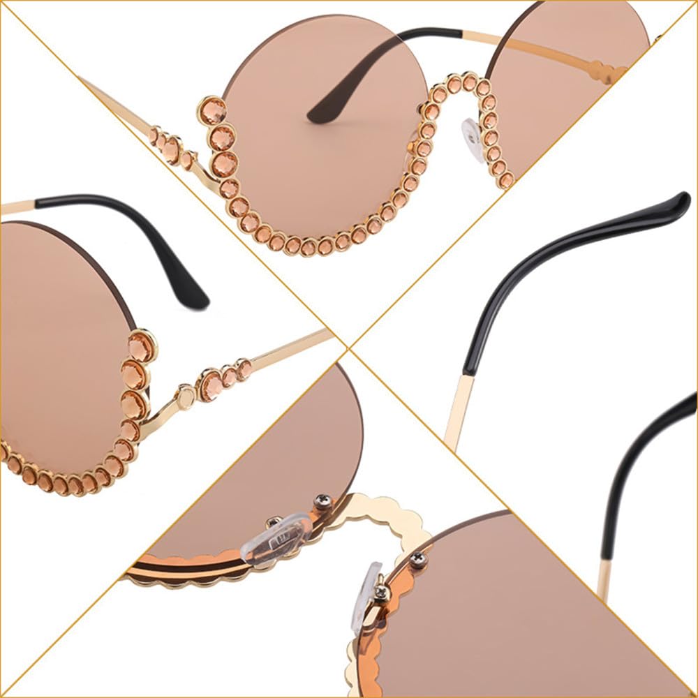 Occhiali da Sole con Diamanti Rotondi da Donna Occhiali da Sole con Strass per Occhiali da Sole ovali in Vintage Femminili