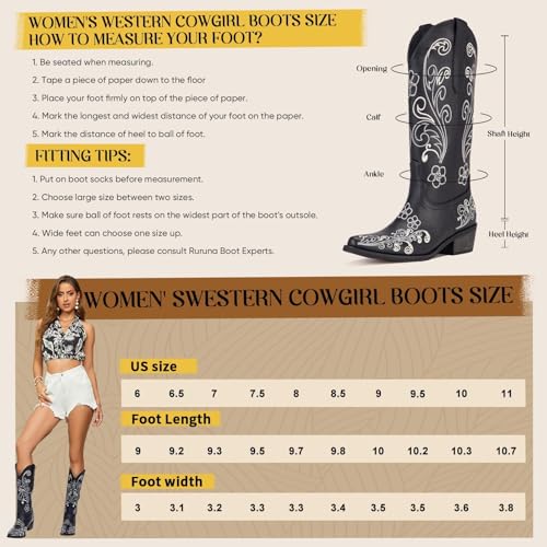 Image of Cowboy Boots for Women, Pointed Toe Chunky Heel | All-day walking comfort design, versatile for daily outfits, country music festivals and western style occasions
