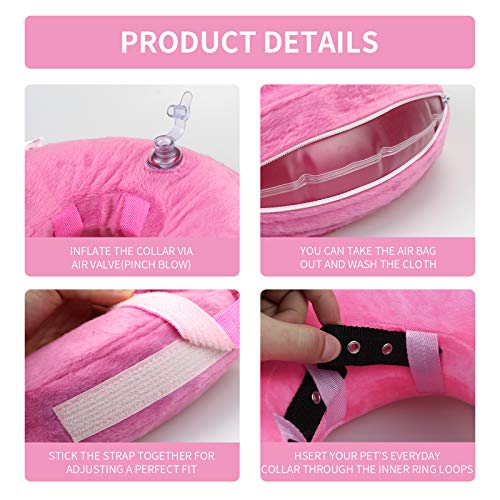 MCHY Inflatable Dog Cone,Adjustable Recovery Collar for Dogs After Surgery,Prevent from Biting & Scratching,Not Block Vision(Pink S)