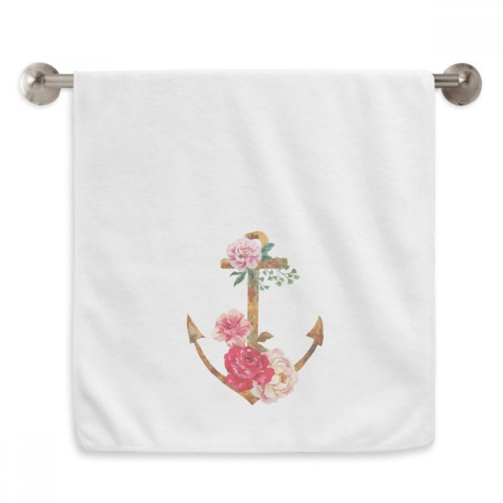 Serviette Aquarelle Rose Anchor en coton doux blanc 33x74 cm