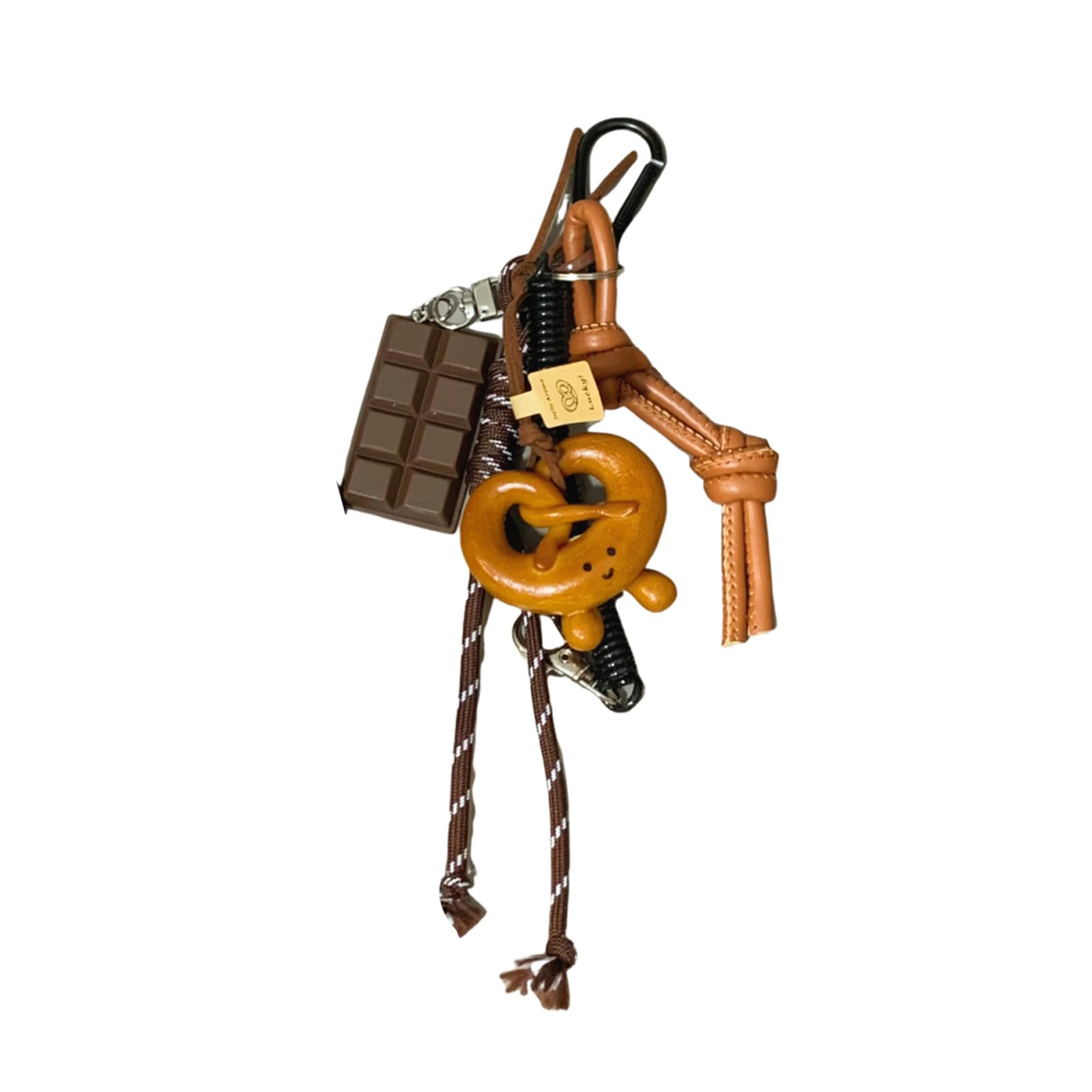 uikios Creative Bagel Chocolate Bag Charm Rope Keychain Accessory Lightweight Practical Bags Pendant for Backpacks and Keys