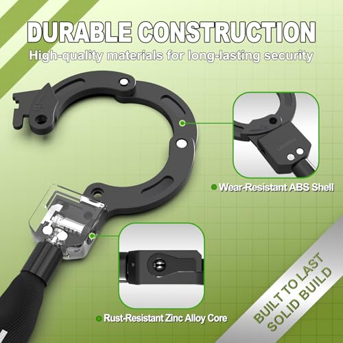 E Scooter Schloss, Handschellenschloss mit Kordelzugbeutel, Hohe Sicherheit Fahrradschloss, Scooter Kettenschloss, Zubehör für Elektroroller, Fahrräder und Motorräder(Schwarz) – Bild 5
