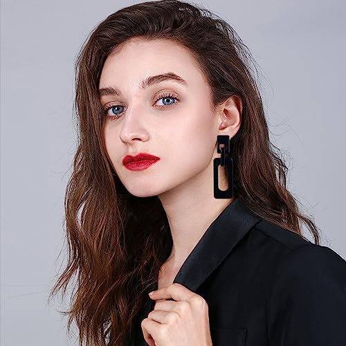 Boho Lightweight Retro Simple Acrylic Splicing Rectangle Earrings for Women Creative Exaggerated Statement Dangle Drop Earrings Jewelry4