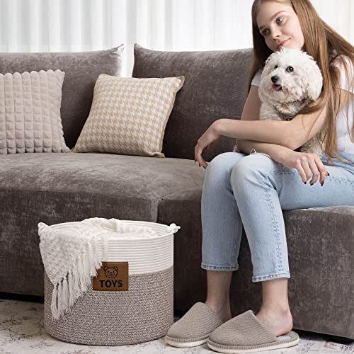 Goodpick Toy Storage Basket With Labels, 18 X 14.2 Inches, Baby Toy Storage Organizer For Clothes, Nursery Rope Basket For Kids, Woven Storage Basket For Playroom, Large Toy Bin For Gifts #TOP3