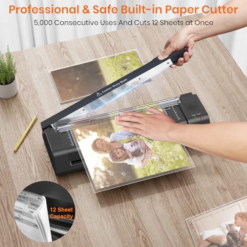 Gasbye 13-Inch Laminator Machine with Steel Paper Cutter, Thermal Cold Laminator with 13 Laminating Sheet, Corner Rounder, Jam Release Button for Home, Office, School, Teachers Use image 1