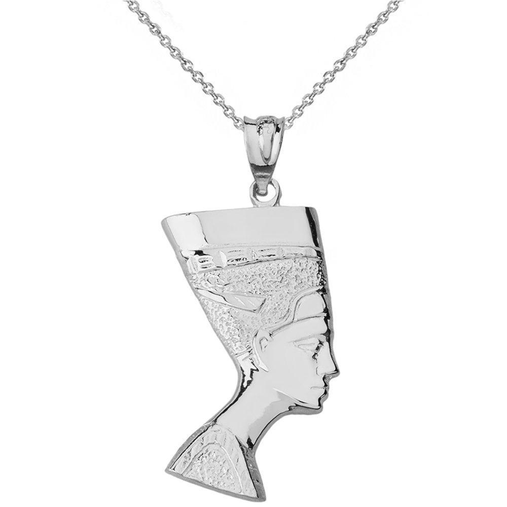Collier Sautoir Argenté Avec Pendentif Reine Néfertiti Égypte | Bijou Fantaisie Ancien