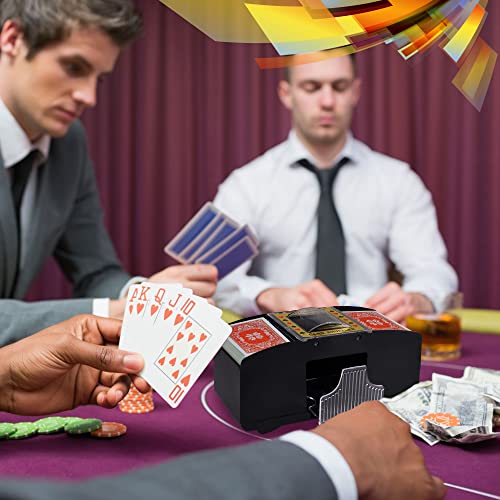 Aoper Automatic Card Shuffler - Electronic Casino Poker Card Shuffling Machine - Battery Operated Plastic Cards Mixer - 2 Deck Playing Cards For Home & Party - 2M Usb Line #TOP7