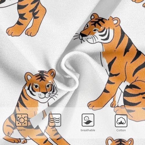 Panties for Girls, Tigers Pose White Toddler Briefs, Cotton Underwear Girls, 2T–8 Years3