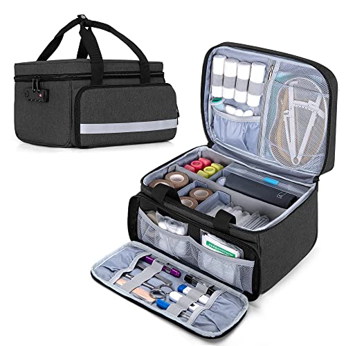 CURMIO Sac de Premiers Secours Vide, Boite Médical Portable avec Cadenas à Combinaison, Étui de...