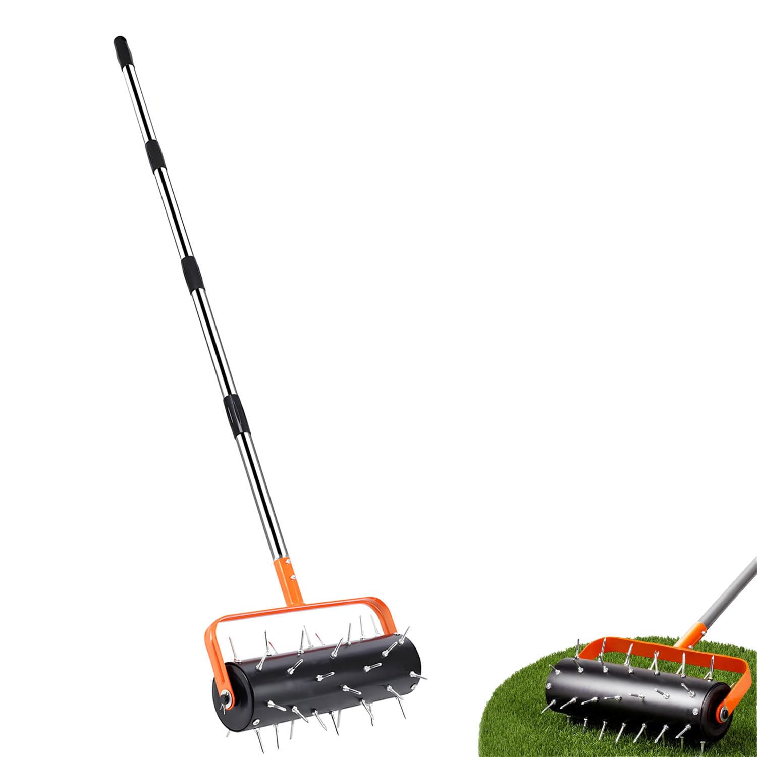 DUMIPME Hand Push Spike Lawn Aerator Roller, Heavy Duty Steel Spike Soil Aerating Tool for Compacted Garden Turf