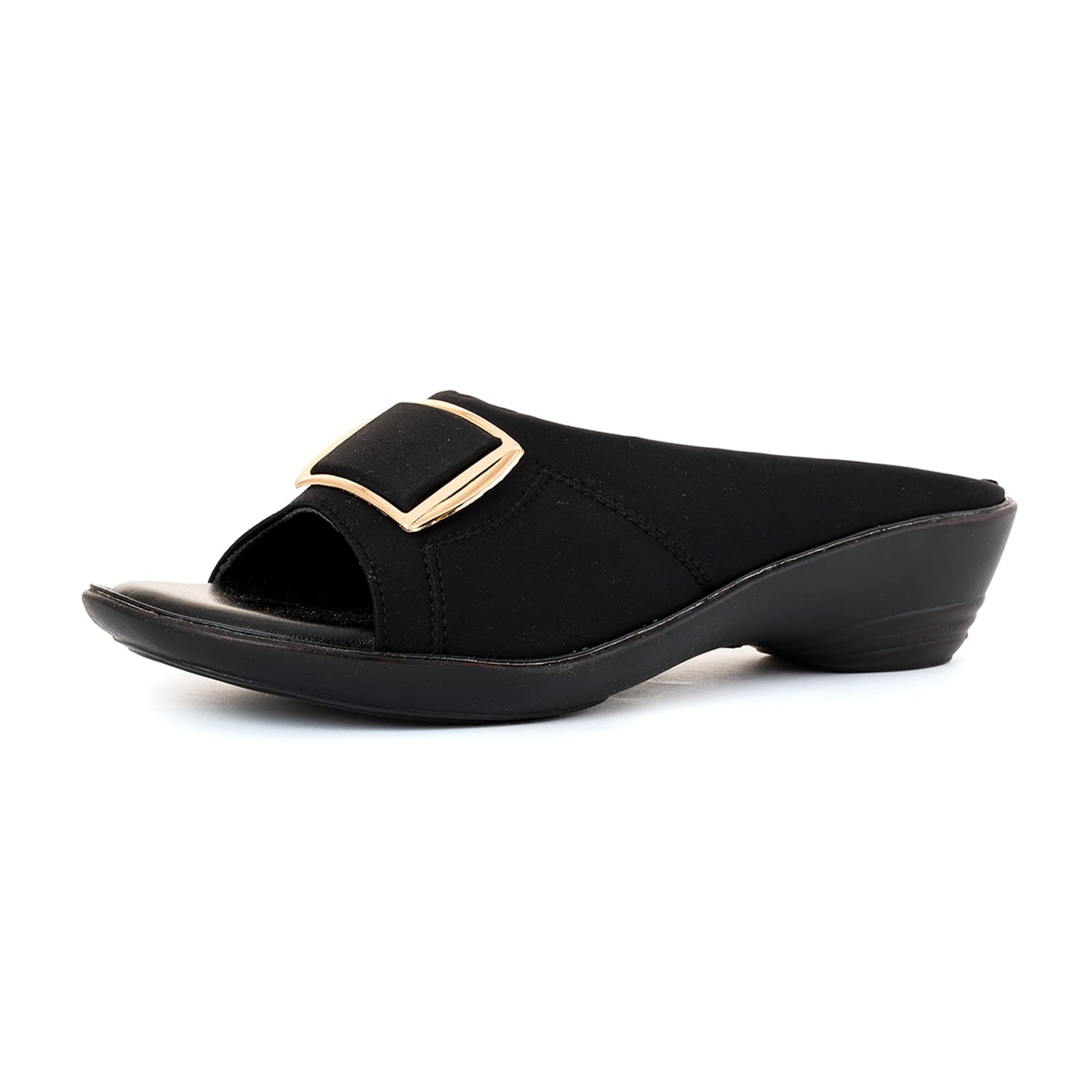 Khadims Black Wedge Heel Mule Slip On Sandal for Women (5150646) (B0BG5V51YQ) Amazon Price History, Amazon Price Tracker