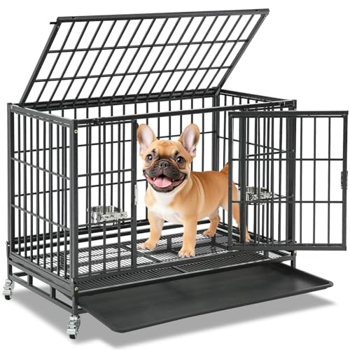 Homey Pet 37 inch Stackable Heavy Duty Dog Crate, Indestructible Escape Proof Dogs Cage Kennel with...