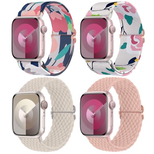 Image of Delidigi Stretchy Bands Compatible for Apple Watch Band Women 40mm 38mm 41mm 42mm 44mm 45mm 46mm 49mm, Nylon Braided Straps for iWatch Series 11 10 9 8 7 6 SE 5 4 3 Ultra 3 2 1