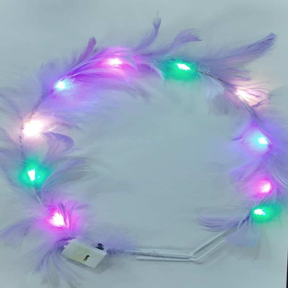 Party Crave Feather Crown Tiara Light Up Headbands LED Feather Hairband With 3 Flashing Modes For Kids & Adults (1pc packing, Purple) (B0CR7TQZR9) Amazon Price History, Amazon Price Tracker