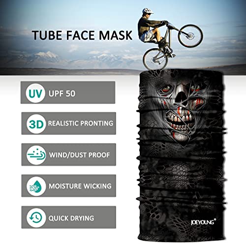 Image of JOEYOUNG Skull Face Mask UV Sun Dust Neck Gaiter Bandana Headwear Motorcycle