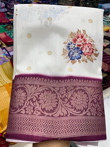 Image of Kashmiri Print Tussar Silk Saree for Women with Unstitched Blouse Piece for All Occasions