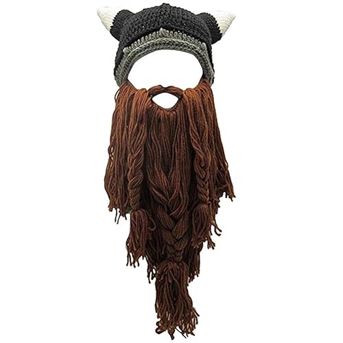 Creative Barbarian Knit Beard Hat Funny Knit Cap Wig Beanie Hats Beard Facemask