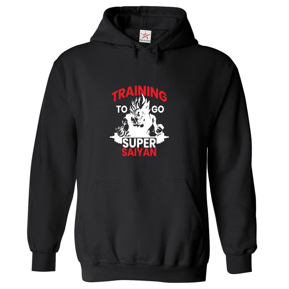 Stars and Stripes Training To Go Super Saiyan Cartoon Unisex Kids Pullover Hoodie (3XS, Black, 7_8 Years)