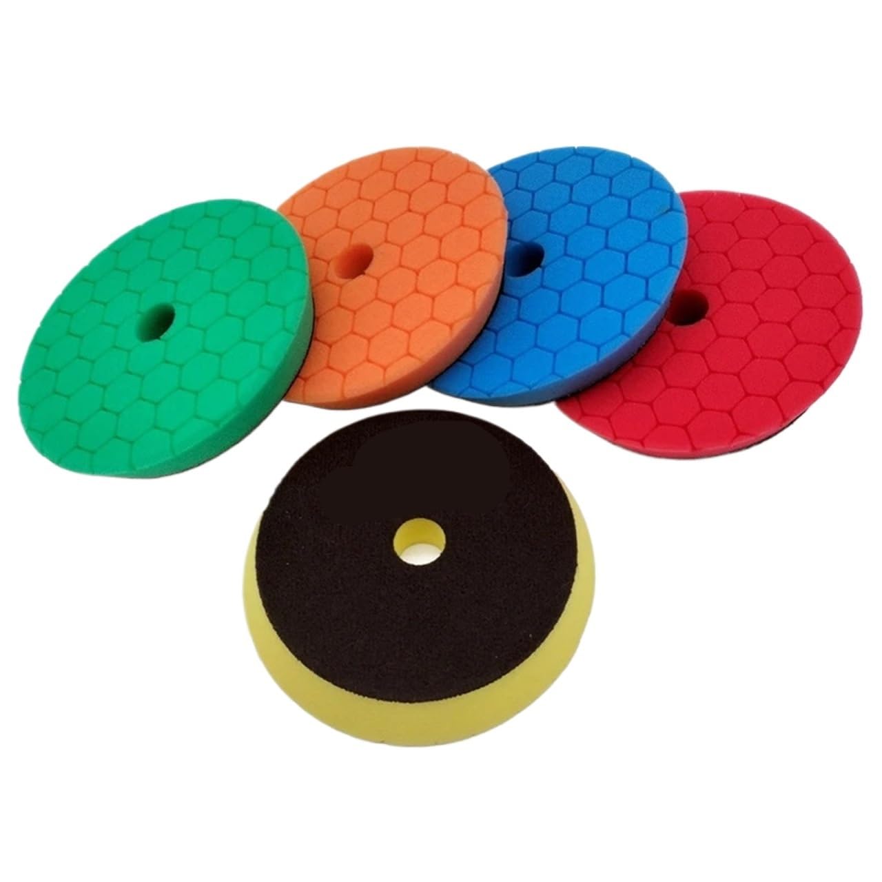 Esponja Pulido para Coche Almohadillas de pulido for coche, esponja espuma 3/5/6 pulgadas, juego almohadillas for pulir herramientas(Yellow x 5pcs,5Inch (125mm))
