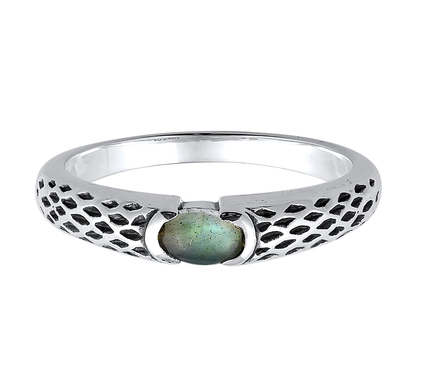 Kuzzoi Anillo para hombre con piedra labradorita moderno en plata de ley 925, elegante anillo de plata con anillo parcialmente oxidado, anillo de banda para hombres de tamaño 60 – 66, 0609191521