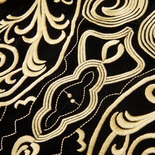 DAMANGUAN Men's Velvet Blazer, Gold Embroidered Suit Jacket, Black Tuxedo for Wedding Party Prom (US, Alpha, XX-Large, Regular, Regular, Yellow) - image 6