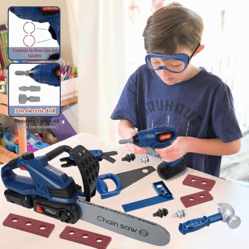 Miniatura 4 de Mqvxt Juguetes Niños Juguete Motosierra,25pcs Juguete De Imitación Juguetes Educativos Para Niños, Juego De Construcción De Herramientas De Juguete,Para Niños Niñas De 3 4 5 6 7 Años