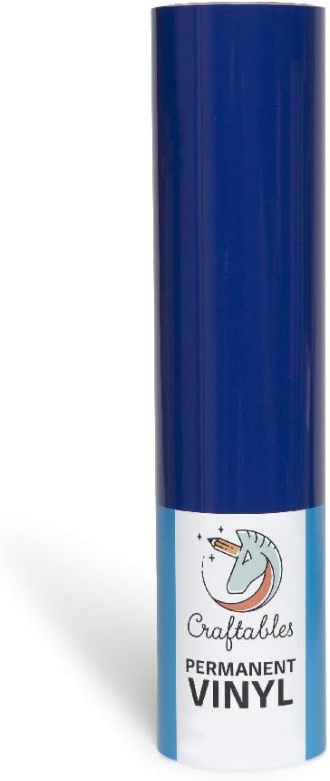 CraftablesDark Blue Vinyl Roll - Permanent, Adhesive, Glossy & Waterproof | 12" x 10' | for Crafts, Cricut, Silhouette, Expressions, Cameo, Decal, Signs, Stickers