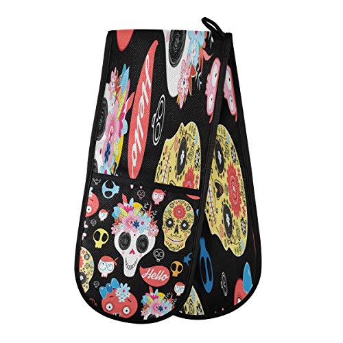 AUUXVA BIGJOKE Gant de four double matelassé en coton et en sucre mexicain - Résistant à la chaleur - Pour barbecue, barbecue et poêles