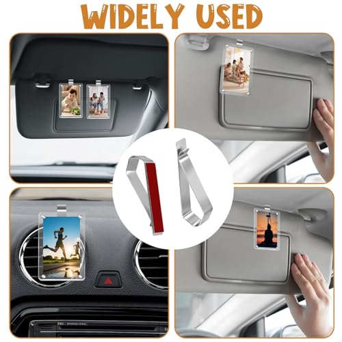 Image of HINGTAI 6Pcs Car Sun Visor Photo Frames, Strong Hold Visor Clips for Cars DIY Sunshade Photo Frame Clip, Not Easy to Damage Stainless Steel Accessory for Car, Home & Office