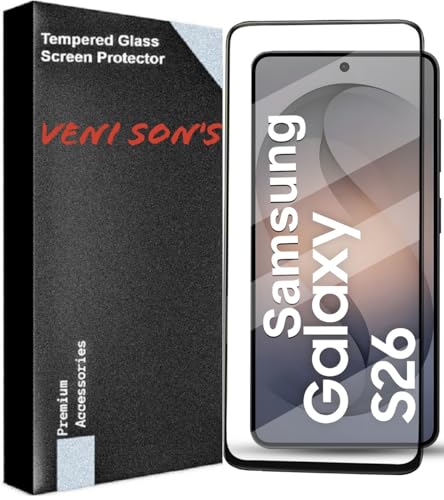 Image of VENI SON'S Scratch And Tear Resistant, Crystal Clear Edge to Edge Tempered Glass Screen Protector Guard Compatible With Samsung Galaxy S26