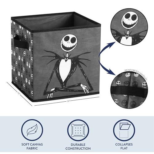 Image of Nightmare Before Christmas Jack and Sally Set of 2 Durable Storage Cubes with Handles, 10 inchx10 inchx10 inch Cubes