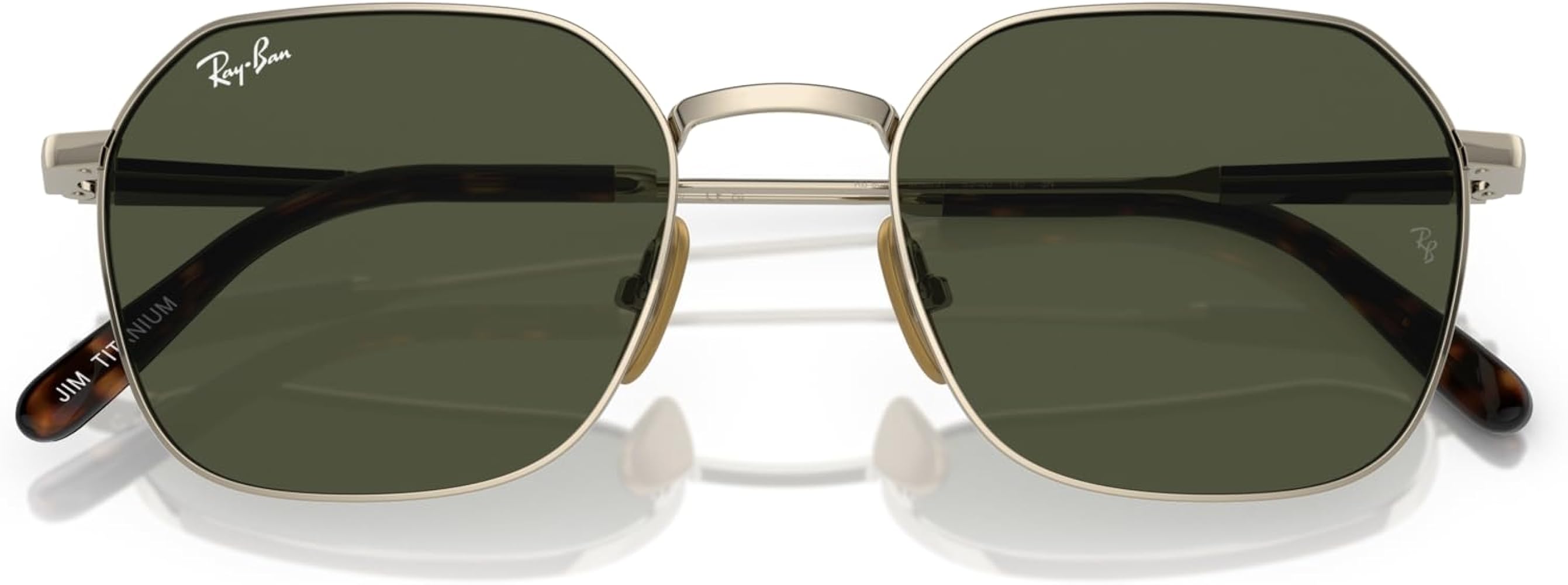 Amazon.com: Ray-Ban RB8094 Jim Titanium Sunglasses, Gold/Green, 53